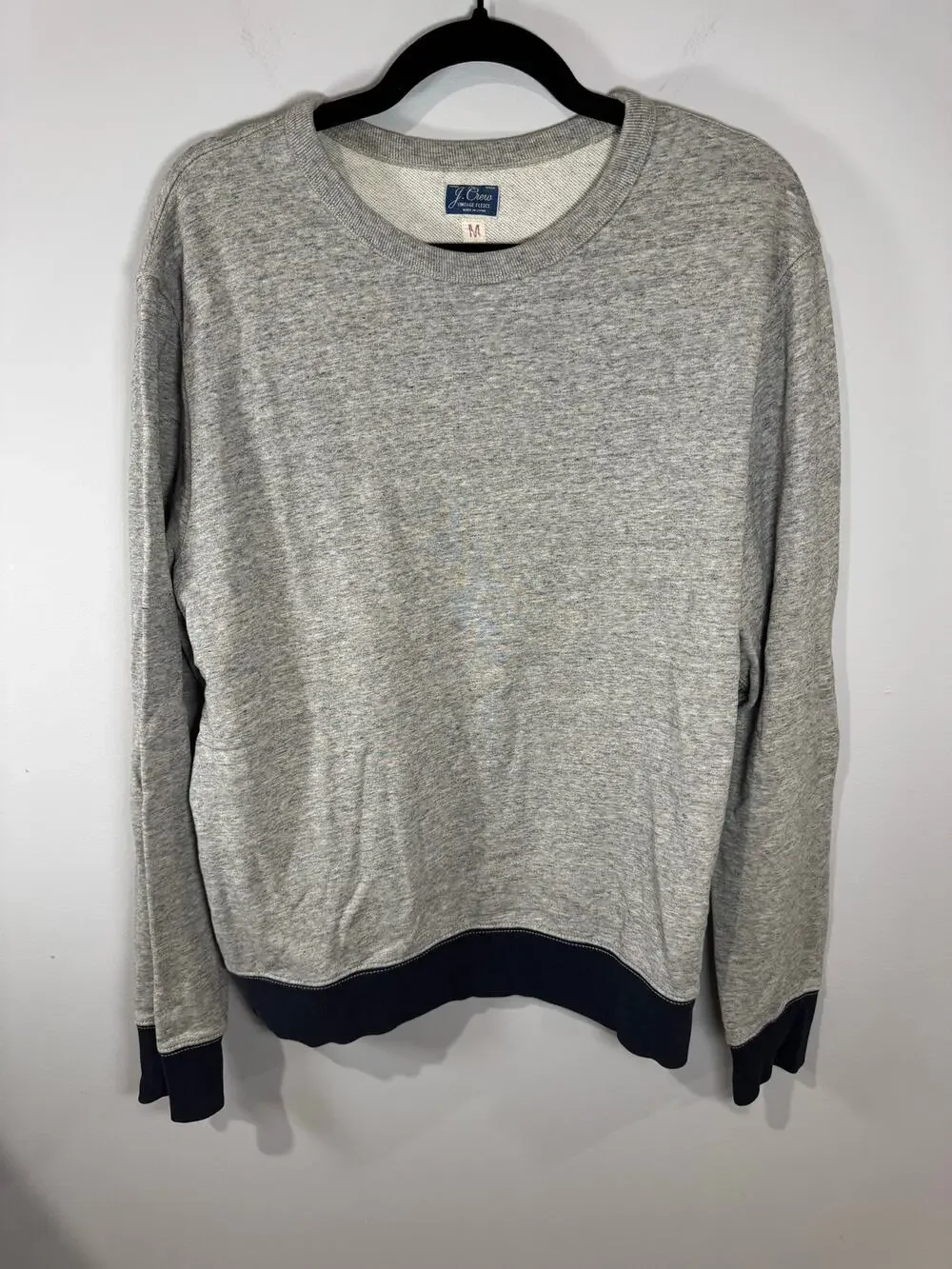 J.Crew Men’s Vintage Fleece Crewneck Sweatshirt Gray & Black Size M
